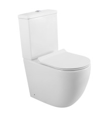 Унитаз-компакт напольный BelBagno Amanda BB051CPR BB076SC с микролифтом, безободковый, глянцевый белый