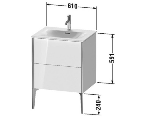 Duravit XViu Тумба подвесная 61x48x59.1см, с раковиной, 2 ящика, цвет: белый глянцевый/champagne matt. 2344630000,  XV9714B1,  XV43000B122