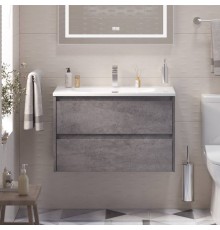 Тумба с раковиной BelBagno Kraft 39 80 cemento grigio, раковина BB-8099-3-80