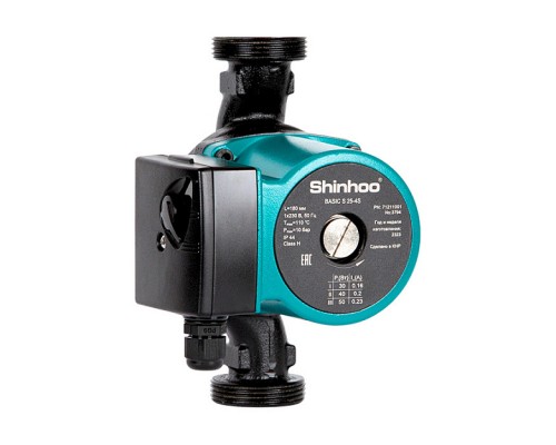 Насос циркуляционный Shinhoo BASIC S 25-6S 180мм 70/60/50Вт 1x230В 50Гц (с гайками). 71211002