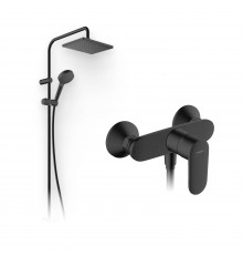 Душевой комплект Смеситель для душа Hansgrohe Vernis Blend 71640670 черный + Стойка Vernis Shape 26289670 Showerpipe 230 1jet Reno EcoSmart, черный