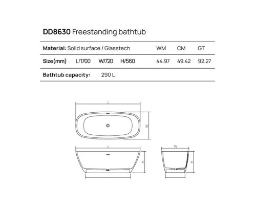 Dea Design Soul Ванна 170х72х56см., отдельностоящая, Glasstek, прозрачная смола, цвет: Sunset R1. DD8630 1700 R1 Dea Design Soul Ванна 170х72х56см., отдельностоящая, Glasstek, прозрачная смола, цвет: Sunset R1. DD8630 1700 R1