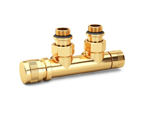 Узел нижнего подключения SR Rubinetterie угловой 1/2 х3/4 Е Золото (левый) 0683-1500D0E0