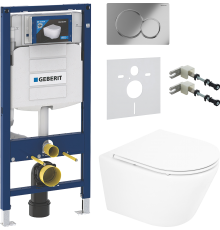 Комплект Унитаз подвесной BelBagno Tre BB8001CHR/SC + Инсталляция Geberit Duofix UP 320 111.300.00.5 + Кнопка Sigma 01 115.770.21.5 хром + Шумоизоляция 156.050.00.1 + Крепления 111.815.00.1 к стене