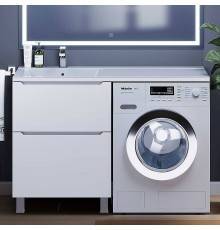 Тумба с раковиной Uperwood Tanos 120 L под стиральную машину, напольная, белый, 2 ящика