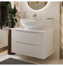 Тумба с раковиной BOND Cube 80 подвесная, белая матовая, с раковиной Oval S15-590