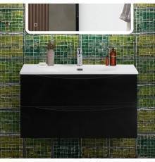 Тумба с раковиной BelBagno Marino-cer-n 90 подвесная, nero lucido