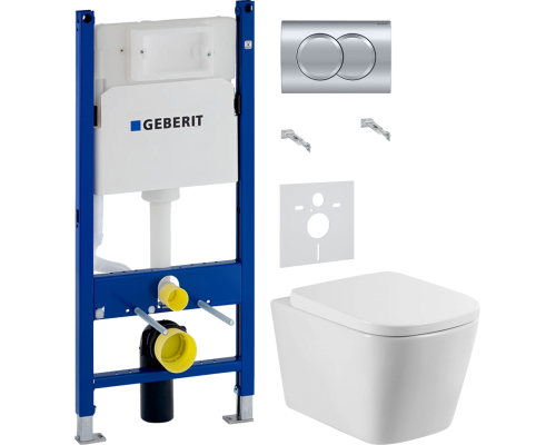 Комплект Унитаз подвесной BelBagno Albano BB120CHR + Крышка BB120SC с микролифтом + Инсталляция Geberit Duofix Delta 458.149.21.1 с кнопкой смыва, хром + Шумоизоляция 156.050.00.1