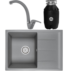 Комплект Мойка кухонная Emar Quartz EMQ-1700.Q Алмаз + Смеситель 3013.9 Алмаз + Измельчитель Bone Crusher BC 810-AS