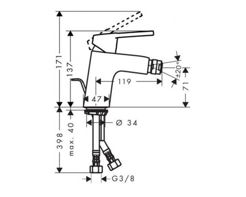 Hansgrohe Logis Loop смеситель для биде,70, цвет: хром. 71250000