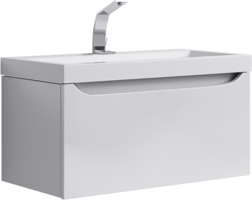 AQ Ver.01.08/W Верона Тумба под умывальник подвесная, 1 ящик + полка, Белый, 800х460х400 мм Ver.01.08/W