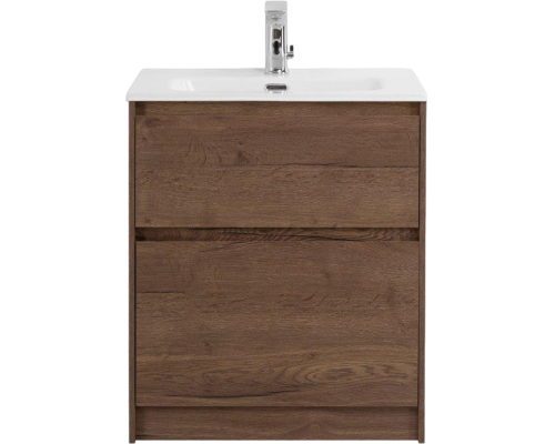 Тумба с раковиной BelBagno Kraft 60 напольная, rovere tabacco, раковина BB600ETL