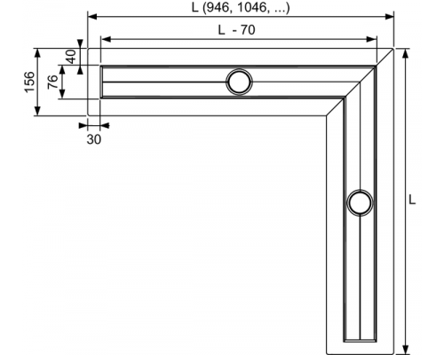 TECE Канал Комплект для установки углового дренажного канала, 1200х1200 мм. 611270,  660005,  660003,  650000,  611200