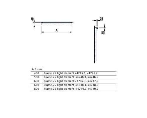 Laufen Frame 25  Горизонтальная подсветка LED 650 мм, хром: матовый. 4.4748.1.900.007.1