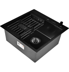 Мойка кухонная Wisent WG 5050B с PVD покрытием, с раздвижным коландером и дозатором