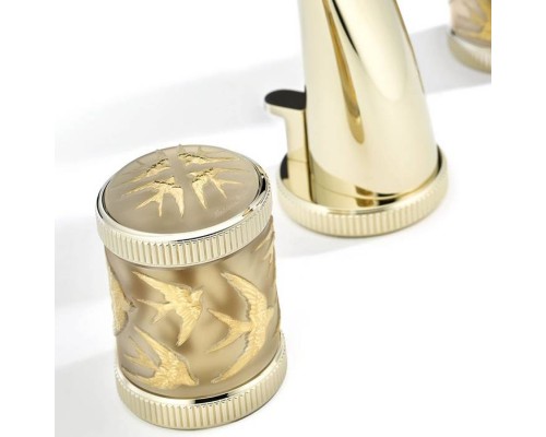 THG Hirondelles Gold Stamped Смеситель для раковины, 3 отв., цвет: Soft gold. A4L-F30-151