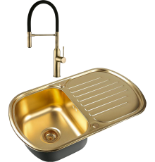 Комплект Мойка кухонная Zorg Inox PVD Inox Pvd SZR-7749 bronze + Смеситель Steel Hummer SH 2022 BRONZE бронза