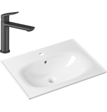 Комплект Раковина Lavinia Boho Bathroom Sink 33312010 + Смеситель Wellsee ICON! for life 182302000 матовый черный