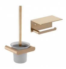 Набор Держатель Nofer Verona 16876.G золотой, с полкой для телефона + Салфетки Nofer OC-1-33 100 шт + Ершик 16877.G золотой