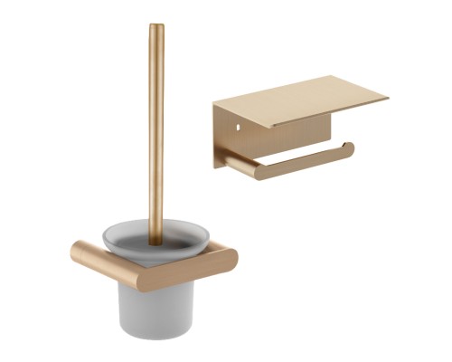 Набор Держатель Nofer Verona 16876.G золотой, с полкой для телефона + Салфетки Nofer OC-1-33 100 шт + Ершик 16877.G золотой