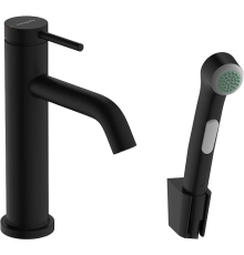 Смеситель для раковины Hansgrohe Tecturis S 110 73211670 с гигиеническим душем, матовый черный