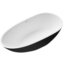Акриловая ванна Grossman Fly GR-1102MB 170x80 см, отдельностоящая, черная матовая, овальная, с каркасом, со сливом-переливом