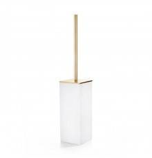 3SC Mood White Туалетный ёршик, напольный, композит Solid Surface, цвет: белый матовый/золото 24к.. MW17AGD