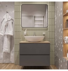 Мебель для ванной комнаты STWORKI Колдинг 80 антрацит, с раковиной Moduo 55 Leaf, столешница орех матовый