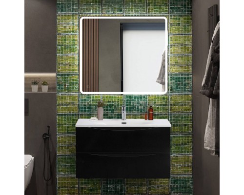 Мебель для ванной комнаты BelBagno Marino-cer-n 90 подвесная, nero lucido
