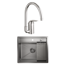 Комплект Мойка Granula Kitchen Space 6051, сталь сатин + Смеситель Grohe Euroeco