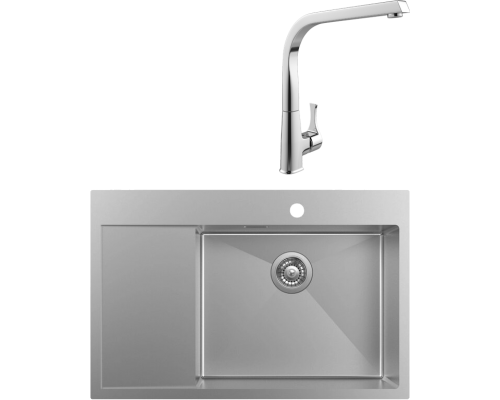 Комплект Мойка кухонная IDDIS Haze HAZ78SRi77 R, сатин + Смеситель MEGA Mega MG-SUN03
