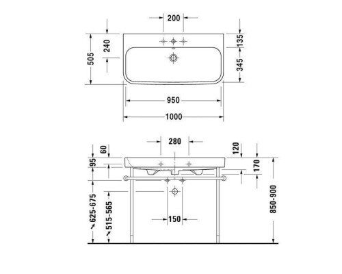 Duravit Happy D.2 Раковина 100х50.5 см, без отв., с переливом, цвет: белый. 2318100060