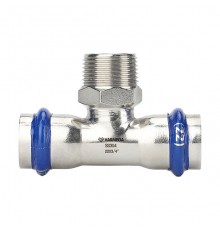 Тройник раструбный Varmega Inox Press с наружной резьбой 18×½ ×18. VM721180418