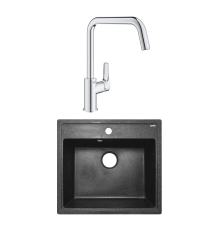 Комплект Мойка AZARIO Litos 00078325 черная + Смеситель Grohe Eurosmart 30567000