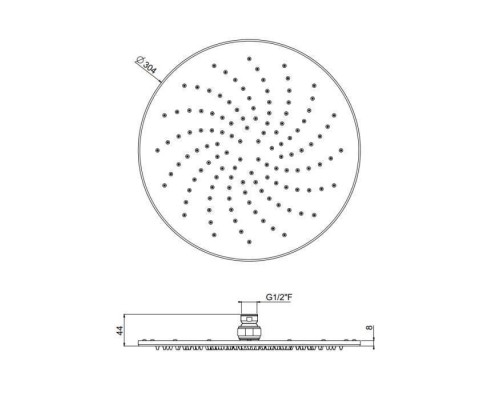 Carimali Верхний душ 30см., потолочный, цвет: хром