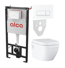 Комплект Унитаз подвесной Grohe Euro Ceramic 39703000 безободковый + Инсталляция AlcaPlast AM101/1120-4:1 RU M570-0001 кнопка смыва белая