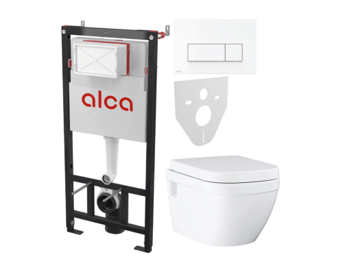Комплект Унитаз подвесной Grohe Euro Ceramic 39703000 безободковый + Инсталляция AlcaPlast AM101/1120-4:1 RU M570-0001 кнопка смыва белая