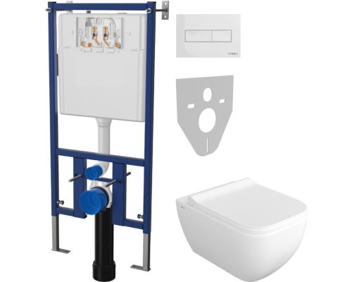 Комплект Унитаз подвесной VitrA Shift 7742B003-0075 белый глянцевый + Крышка DIWO Шифт 0405 с микролифтом + Инсталляция 4501 + Кнопка 7320 белая