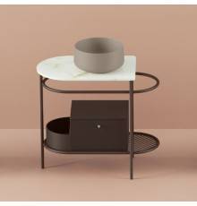 Artceram Flair 3.0 Металлическая консоль с раковиной, 85х46х75.5см., напольная, с выдвижным ящиком и мраморной столешницей, цвет: moka/matera. COL001 41 00,  ACA067 56,  ACM037 56,  TFA009 94