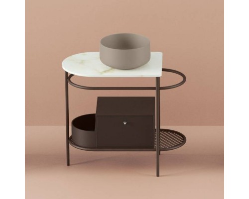 Artceram Flair 3.0 Металлическая консоль с раковиной, 85х46х75.5см., напольная, с выдвижным ящиком и мраморной столешницей, цвет: moka/matera. COL001 41 00, ACA067 56, ACM037 56, TFA009 94 Artceram Flair 3.0 Металлическая консоль с раковиной, 85х46х75.5см., напольная, с выдвижным ящиком и мраморной столешницей, цвет: moka/matera. COL001 41 00, ACA067 56, ACM037 56, TFA009 94