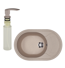Мойка кухонная Ulgran U-610 302 песочная + дозатор U-02 песочный