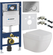 Комплект Унитаз подвесной Grohe Euro Ceramic 3932800H + Крышка 39330001 с микролифтом + Инсталляция Geberit Duofix UP 320 111.300.00.5 + Кнопка Sigma 01 115.770.21.5 хром + Крепления 111.815.00.1 к стене + Шумоизоляция 156.050.00.1