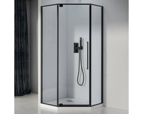 Душевой уголок Black White Stellar Wind S815 BC 100х100, профиль черный, стекло прозрачное