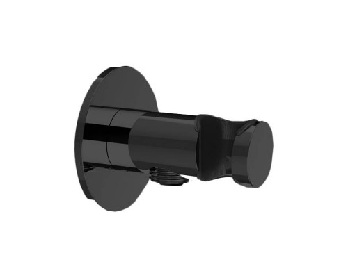 Almar Round Подключение для душевого шланга с держателем душа, цвет: Black Absolute Brushed PVD. E095037.AB