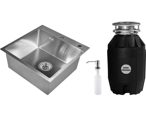 Комплект Мойка Wisent WG 5050 с PVD покрытием, с дозатором, сатин + Измельчитель Bone Crusher BC 810-AS
