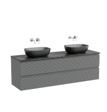 Тумба с раковиной Sancos Folk 160, grey soft, столешница черный мрамор TT160A1, раковина CN6009MB