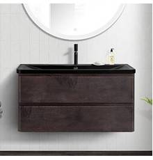 Тумба с раковиной BelBagno Albano 120 подвесная, rovere nature grigio, черная матовая раковина
