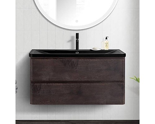 Тумба с раковиной BelBagno Albano 120 подвесная, rovere nature grigio, черная матовая раковина