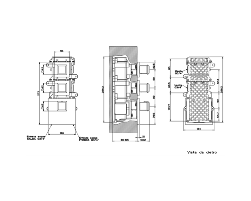 Gessi Eleganza Встраиваемый термостатический смеситель, подключение на 3/4rdquo;, с 2мя независимыми выходами, внешняя часть, цвет: хром. 46224#031