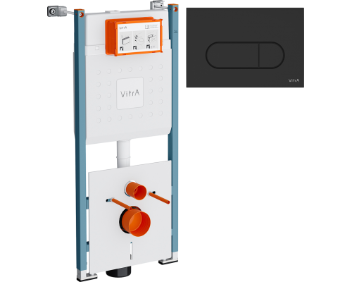 Система инсталляции для унитазов VitrA V-Fix Core 732-5800-01PV с кнопкой Root Round 740-2211 черной матовой